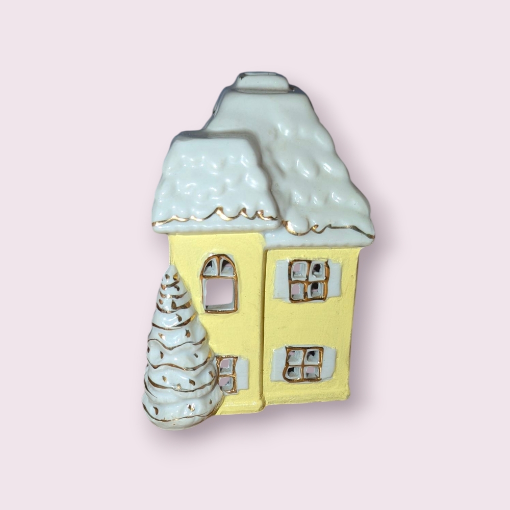 SOLD. Vintage Victorian Home Christmas Cottage Tealight Candle Holder - Picture 4 of 5